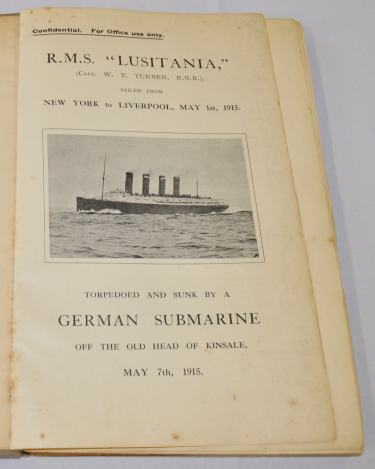 Lusitania Passenger and Crew List - Title Page